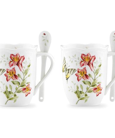 Butterfly Meadow Mugs with Spoons, Set of 2